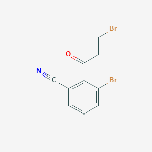 molecular formula C10H7Br2NO B14061100 1-(2-Bromo-6-cyanophenyl)-3-bromopropan-1-one 