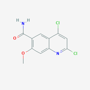 molecular formula C11H8Cl2N2O2 B14061120 2,4-Dichloro-7-methoxyquinoline-6-carboxamide 