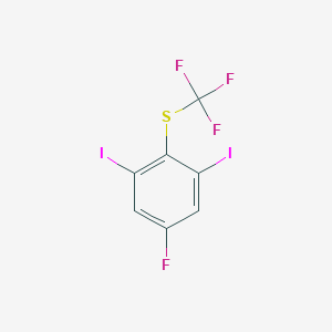 molecular formula C7H2F4I2S B14061192 1,3-Diiodo-5-fluoro-2-(trifluoromethylthio)benzene 