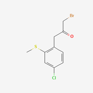 molecular formula C10H10BrClOS B14061207 1-Bromo-3-(4-chloro-2-(methylthio)phenyl)propan-2-one 