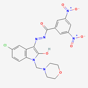 Benzoic acid, 3,5-dinitro-, (5-chloro-1,2-dihydro-1-(4-morpholinylmethyl)-2-oxo-3H-indol-3-ylidene)hydrazide