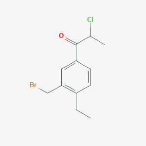 molecular formula C12H14BrClO B14061327 1-(3-(Bromomethyl)-4-ethylphenyl)-2-chloropropan-1-one 