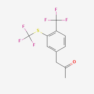 molecular formula C11H8F6OS B14061749 1-(4-(Trifluoromethyl)-3-(trifluoromethylthio)phenyl)propan-2-one 