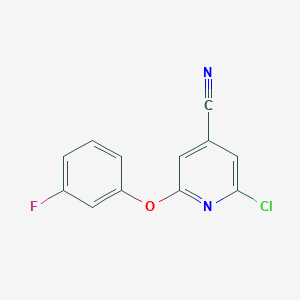 molecular formula C12H6ClFN2O B1406182 2-Chloro-6-(3-fluorophenoxy)isonicotinonitrile CAS No. 1549211-92-8