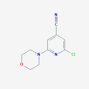 molecular formula C10H10ClN3O B1406183 2-Chloro-6-morpholin-4-yl-isonicotinonitrile CAS No. 1556880-89-7