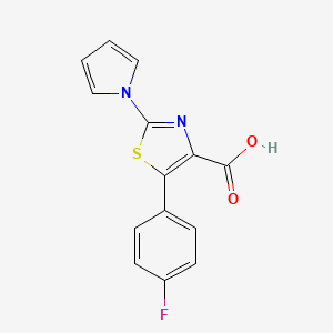 molecular formula C14H9FN2O2S B1406184 5-(4-fluorophenyl)-2-(1H-pyrrol-1-yl)-1,3-thiazole-4-carboxylic acid CAS No. 1623079-32-2