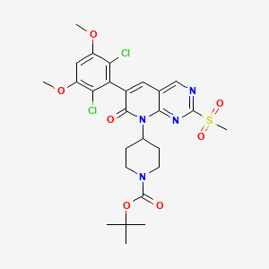 molecular formula C26H30Cl2N4O7S B14061846 tert-butyl 4-(6-(2,6-dichloro-3,5-dimethoxyphenyl)-2-(methylsulfonyl)-7-oxopyrido[2,3-d]pyrimidin-8(7H)-yl)piperidine-1-carboxylate 