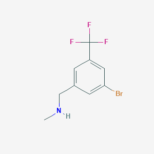 molecular formula C9H9BrF3N B1406185 {[3-Bromo-5-(trifluoromethyl)phenyl]methyl}(methyl)amine CAS No. 1521652-64-1