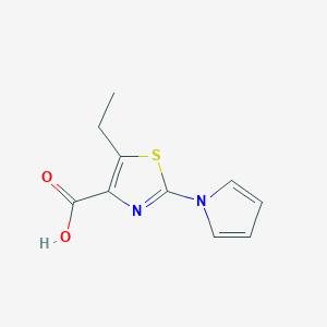 molecular formula C10H10N2O2S B1406194 5-ethyl-2-(1H-pyrrol-1-yl)-1,3-thiazole-4-carboxylic acid CAS No. 1623083-99-7