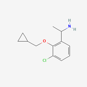molecular formula C12H16ClNO B1406228 1-(3-Chloro-2-cyclopropylmethoxyphenyl)-ethylamine CAS No. 1784125-69-4