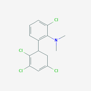 molecular formula C14H13Cl4N B14062387 [2-Chloro-6-(2,3,5-trichlorocyclohexa-2,4-dienyl)-phenyl]-dimethyl-amine 