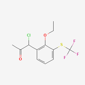 molecular formula C12H12ClF3O2S B14062407 1-Chloro-1-(2-ethoxy-3-(trifluoromethylthio)phenyl)propan-2-one 