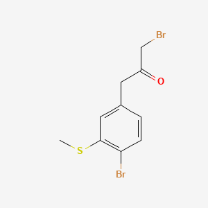 molecular formula C10H10Br2OS B14062637 1-Bromo-3-(4-bromo-3-(methylthio)phenyl)propan-2-one 