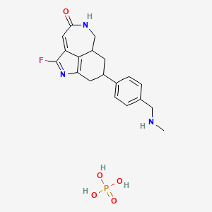 2-Fluoro-6-[4-(methylaminomethyl)phenyl]-3,10-diazatricyclo[6.4.1.04,13]trideca-1(12),2,4(13)-trien-11-one;phosphoric acid