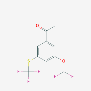 molecular formula C11H9F5O2S B14062806 1-(3-(Difluoromethoxy)-5-(trifluoromethylthio)phenyl)propan-1-one 