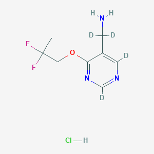 molecular formula C8H12ClF2N3O B14062828 1,1-Dideutero-1-[2,6-dideutero-4-(2,2-Difluoro-propoxy)-pyrimidin-5-yl]-methylamine hydrochloride CAS No. 1965310-44-4