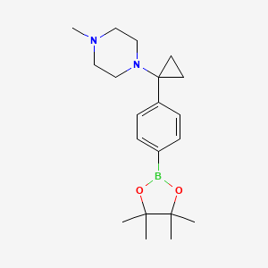 molecular formula C20H31BN2O2 B1406322 1-Methyl-4-{1-[4-(tetramethyl-1,3,2-dioxaborolan-2-yl)phenyl]cyclopropyl}piperazine CAS No. 1643923-77-6