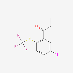 molecular formula C10H8F3IOS B14063684 1-(5-Iodo-2-(trifluoromethylthio)phenyl)propan-1-one 