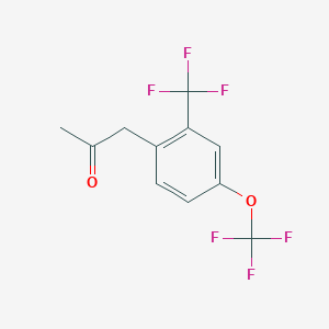 molecular formula C11H8F6O2 B14063922 1-(4-(Trifluoromethoxy)-2-(trifluoromethyl)phenyl)propan-2-one 