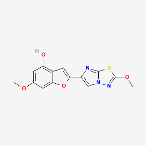 molecular formula C14H11N3O4S B14063926 6-Methoxy-2-(2-methoxyimidazo[2,1-b][1,3,4]thiadiazol-6-yl)benzofuran-4-ol 