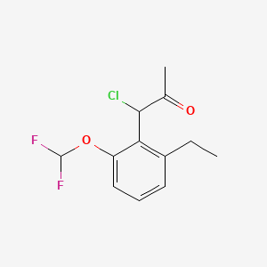 molecular formula C12H13ClF2O2 B14063937 1-Chloro-1-(2-(difluoromethoxy)-6-ethylphenyl)propan-2-one 