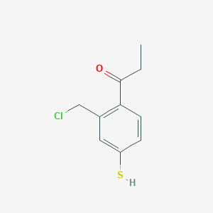 molecular formula C10H11ClOS B14063944 1-(2-(Chloromethyl)-4-mercaptophenyl)propan-1-one 