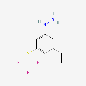 molecular formula C9H11F3N2S B14063964 1-(3-Ethyl-5-(trifluoromethylthio)phenyl)hydrazine 