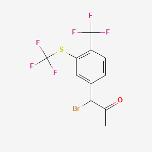 molecular formula C11H7BrF6OS B14063995 1-Bromo-1-(4-(trifluoromethyl)-3-(trifluoromethylthio)phenyl)propan-2-one 