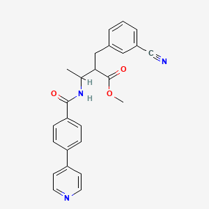 molecular formula C25H23N3O3 B14064006 Benzenepropanoic acid, 3-cyano-a-[1-[[4-(4-pyridinyl)benzoyl]amino]ethyl]-, methyl ester, [R-(R*,R*)]- 