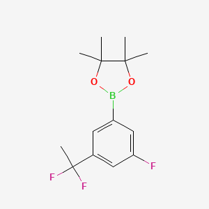 molecular formula C14H18BF3O2 B14064042 2-[3-(1,1-Difluoro-ethyl)-5-fluoro-phenyl]-4,4,5,5-tetramethyl-[1,3,2]dioxaborolane 