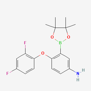 molecular formula C18H20BF2NO3 B1406405 4-(2,4-二氟苯氧基)-3-(4,4,5,5-四甲基-1,3,2-二氧杂硼环己烷-2-基)苯胺 CAS No. 1446236-84-5
