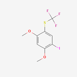 molecular formula C9H8F3IO2S B14064059 1,5-Dimethoxy-2-iodo-4-(trifluoromethylthio)benzene 