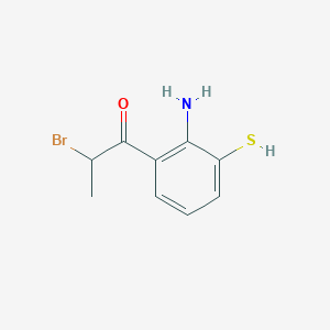 molecular formula C9H10BrNOS B14064069 1-(2-Amino-3-mercaptophenyl)-2-bromopropan-1-one 