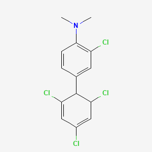 molecular formula C14H13Cl4N B14064130 [2-Chloro-4-(2,4,6-trichlorocyclohexa-2,4-dienyl)-phenyl]-dimethyl-amine 