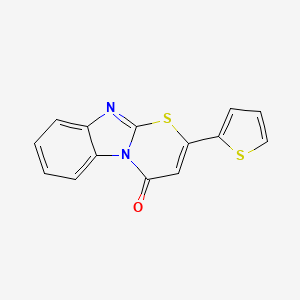 molecular formula C14H8N2OS2 B14064142 2-(Thiophen-2-yl)-4H-benzo[4,5]imidazo[2,1-b][1,3]thiazin-4-one 