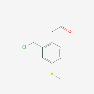 molecular formula C11H13ClOS B14064155 1-(2-(Chloromethyl)-4-(methylthio)phenyl)propan-2-one 