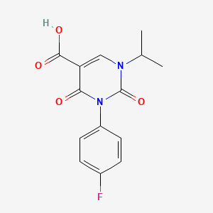 B1406419 3-(4-Fluorophenyl)-2,4-dioxo-1-(propan-2-yl)-1,2,3,4-tetrahydropyrimidine-5-carboxylic acid CAS No. 1437323-26-6
