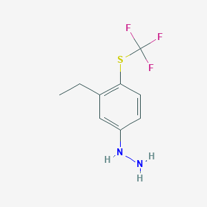 molecular formula C9H11F3N2S B14064223 1-(3-Ethyl-4-(trifluoromethylthio)phenyl)hydrazine 