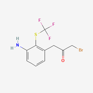 molecular formula C10H9BrF3NOS B14064239 1-(3-Amino-2-(trifluoromethylthio)phenyl)-3-bromopropan-2-one 