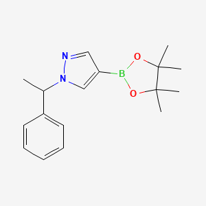 molecular formula C17H23BN2O2 B1406425 1-(1-苯乙基)-4-(4,4,5,5-四甲基-1,3,2-二氧杂硼环-2-基)吡唑 CAS No. 1430750-33-6