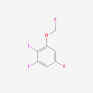 molecular formula C7H4F2I2O B14064260 1,2-Diiodo-5-fluoro-3-(fluoromethoxy)benzene 