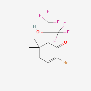 molecular formula C12H13BrF6O2 B14064289 2-Bromo-6-(1,1,1,3,3,3-hexafluoro-2-hydroxy-2-propyl)-3,5,5-trimethyl-2-cyclohexene-1-one CAS No. 101564-48-1