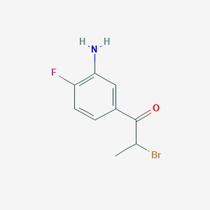 molecular formula C9H9BrFNO B14064305 1-(3-Amino-4-fluorophenyl)-2-bromopropan-1-one 