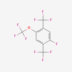 molecular formula C9H2F10O B14064312 1,4-Bis(trifluoromethyl)-2-fluoro-5-(trifluoromethoxy)benzene 