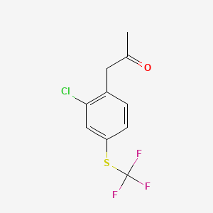 molecular formula C10H8ClF3OS B14064322 1-(2-Chloro-4-(trifluoromethylthio)phenyl)propan-2-one 