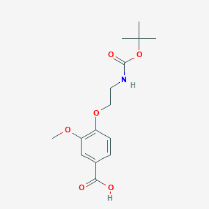 molecular formula C15H21NO6 B1406437 4-(2-tert-Butoxycarbonylaminoethoxy)-3-methoxybenzoic acid CAS No. 1569084-52-1