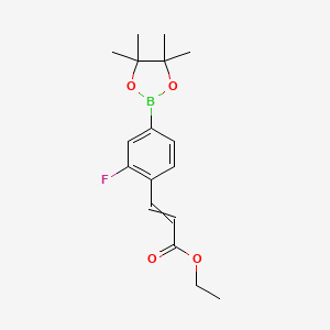 molecular formula C17H22BFO4 B14064380 (E)-Ethyl 3-(2-fluoro-4-(4,4,5,5-tetramethyl-1,3,2-dioxaborolan-2-yl)phenyl)acrylate 