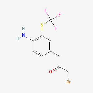 molecular formula C10H9BrF3NOS B14064389 1-(4-Amino-3-(trifluoromethylthio)phenyl)-3-bromopropan-2-one 