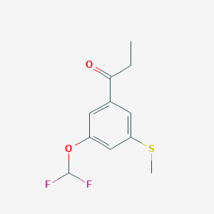 molecular formula C11H12F2O2S B14064415 1-(3-(Difluoromethoxy)-5-(methylthio)phenyl)propan-1-one 