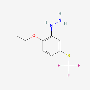 molecular formula C9H11F3N2OS B14064426 1-(2-Ethoxy-5-(trifluoromethylthio)phenyl)hydrazine 